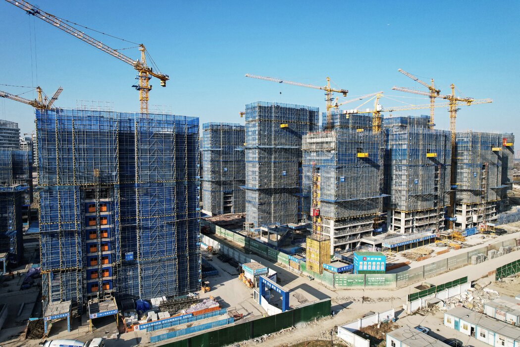 房地产开发商万科在杭州在建的住宅楼